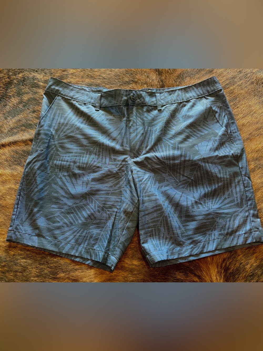 Men's Tropical Print Casual Shorts - Slate Blue